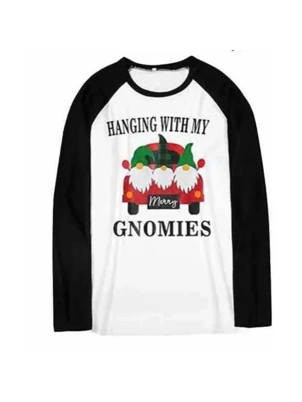Christmas Gnomes Print Long Sleeve Pullover T-Shirt Size L
